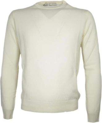 Cashmere Company Rondgebreide trui - Heren - Ronde hals truien - Wit - XL - Wol - Truien & Vesten