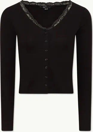 Nobody's Child Black Lace Trim Jersey Cardigan