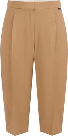 Elisabetta Franchi Gevlochten gabardine broek - Dames - Vrijetijds broeken - Beige - S - Broeken