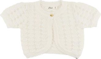 Oh Baby! Shell Stitch Juliet Pointelle Short Sleeve Cardigan in Cream at Nordstrom, Size 12-18M