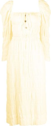 Rejina Pyo Nora puff-sleeve midi dress - women - Cotton - 8 - Yellow