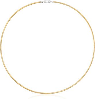 Ross-Simons Italian 2mm Reversible Omega Necklace in Sterling Silver and 18kt Gold Over Sterling