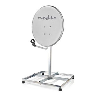 Nedis Soporte Para Balcon Satelite Longitud Del Mastil 075 M Tamano Maximo Del Disco 900 Cm Tamano De La Placa Base 4 X 30 X 30 Cm Acero Plata