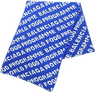 Balenciaga Pre-owned Scarves, female, Blue, Size: ONE SIZE Pre-owned Wool Scarf