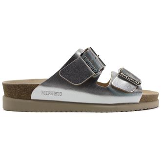 Mephisto Mephisto Hester Metallic Leather Womens Slides Sandals - Silver - Size:UK 7.5