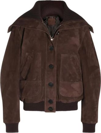 The Attico Suede Bomber Jacket - female - The Attico - Bomber Jackets - Brown - S - Jackets