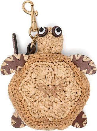 Anya Hindmarch Raffia Turtle Earphone Pouch In Natural Raffia