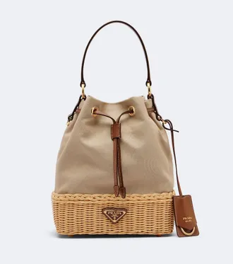 Prada Canvas and wicker bucket bag
