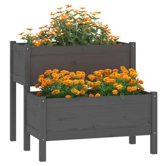 Berkfield Home Planter Grey 84.5x84x75 cm Solid Wood Pine