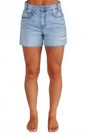 Hidden Jeans Kayla High Rise Relaxed Shorts In Light Wash Studded