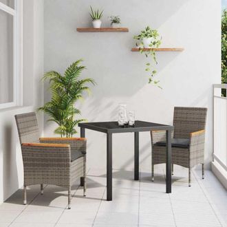 vidaXL Conjunto De Comedor De Jard&iacute;n Con Coj&iacute;n 3 Pcs Gris Polirat&aacute;n Vidaxl