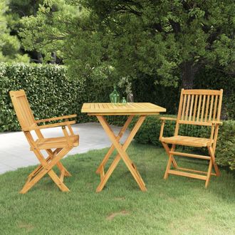 Berkfield Home 3 Piece Folding Garden Dining Set Solid Acacia Wood in Brown