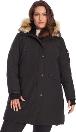 Alpine North LAURENTIAN PLUS SIZE - Vegan Down Long Parka Winter with Faux Fur Hood in Black at Nordstrom, Size 1X