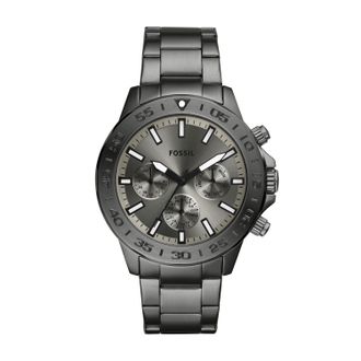 Fossil Mens Bannon 45mm Multifunction, Smoke-Tone Stainless Steel Watch, BQ2491