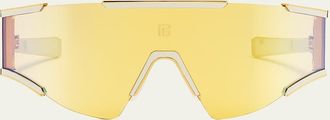 Balmain Logo Acetate & Titanium Shield Sunglasses