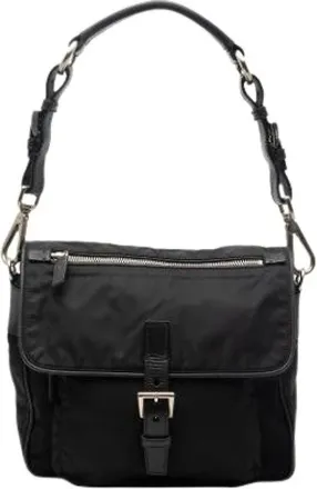 Prada Pre-owned Shoulder Bags, female, Black, Size: ONE SIZE Pre-owned Nylon Shoulder Bag