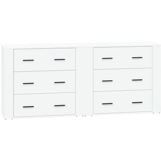 vidaXL Credenze 2 pz Bianche in Legno Multistrato - Vidaxl