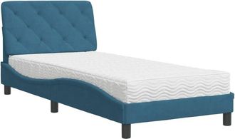 vidaXL Cama Con Colch&oacute;n Terciopelo Azul 90x190 Cm Vidaxl