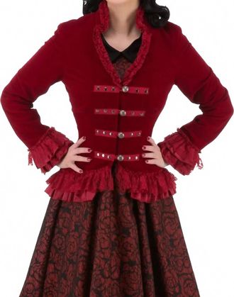 Hearts & Roses London Velvet Gloria Jacket In Red