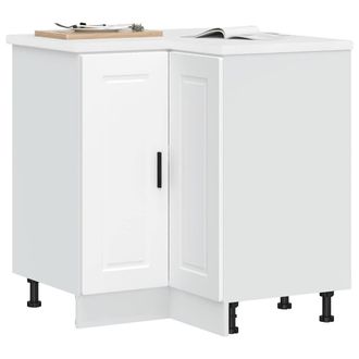 Berkfield Home Kitchen Corner Base Cabinet Porto White Engineered Wood