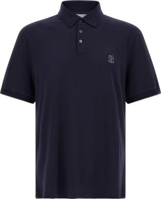 Brunello Cucinelli Blue Shirt Collar Polo