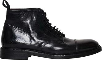 Green George Black Leather Ankle Boots