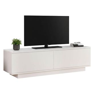 Dmora Mueble Para Tv Kenneth, Un Estante, 2 Puertas, 2 Compartimentos, 140x36x38h Cm Blanco