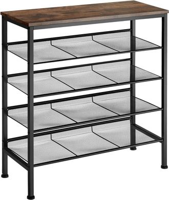TecTake Zapatero estilo industrial y 4 estantes 75,5x30,5x85,5cm madera oscura