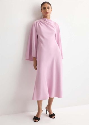 Mango Vestito satinato maniche scampanate rosa pastello - Donna - XL - MANGO