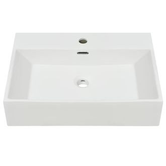 Berkfield Home Elegant Basin with Faucet Hole Ceramic White 60.5x42.5x14.5 cm