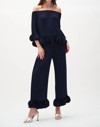 Joseph Ribkoff Wide Leg Pleated Pants In Midnight Blue