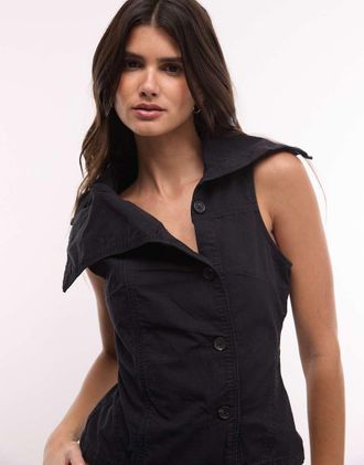 Weekday top con collo a imbuto in grigio scuro