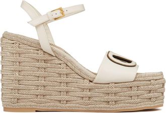 Valentino Garavani 110mm VLogo cut-out wedge sandals - women - Leather - 36 - White