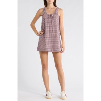 Billabong Sweet as Ever Gingham Shift Dress in Red Dahlia at Nordstrom, Size X-Large