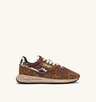 Autry SNEAKERS REELWIND LOW IN NYLON E SUEDE EVY LEOPARD E SUMMER SAND