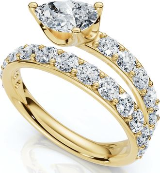 Pompeii3 2 1/10Ct Sonya Pear Diamond Wrap Ring 14k Gold or Platinum EF/VS