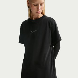 Nike Womens Nike Sportswear Classic Oversized T-Shirt in Black | IX2180-010