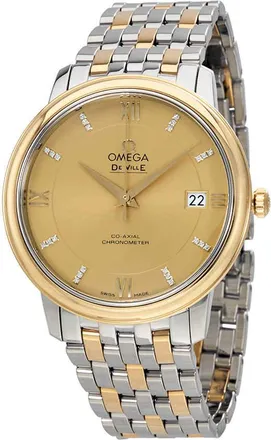 Omega De Ville Prestige Champagne Dial Stainless Steel and 18kt Gold Mens Watch 424.20.37.20.58.001
