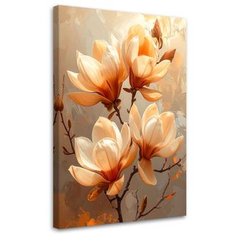 Feeby Cuadro Sobre Lienzo Magnolias Naranjas En Una Luz C&aacute;lida 80x120