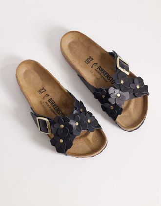 Birkenstock Siena - Sandali neri con fiori-Nero