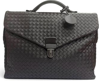 Bottega Veneta Dark Brown Leather Briefcase (Pre-Owned)
