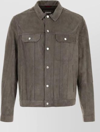 Brunello Cucinelli suede leather overshirt