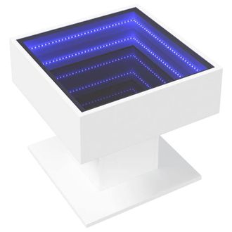 Berkfield Home Decorative Coffee Table with LED White 50x50x45 cm Engineered Wood | Size: 50 x 50 x 45 cm