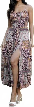 Angie Spaghetti Strap Dress With Tie Front In Multi