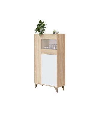 F.R.S. Vitrina 3 Puertas Gala Acabado Roble/blanco 142 Cm(alto) 77 Cm(ancho)33 Cm(largo)