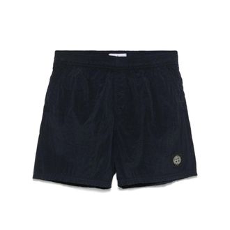 Stone Island Badmode, Heren, Blauw, S, Nylon, Compass Patch Zwemshorts