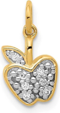 Diamond2Deal 14k Yellow Gold Diamond Apple Charm Pendant