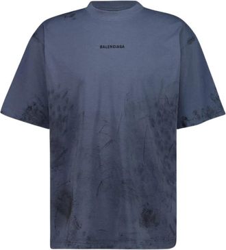 Balenciaga Medium Fit T-Shirt - Heren - T-shirts - Blauw - XL - Katoen - Tops