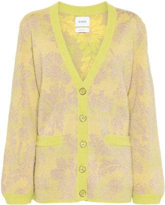 Barrie floral-intarsia V-neck cardigan - women - Polyester/Cashmere/Viscose/Elastane/Polyamide - S - Yellow