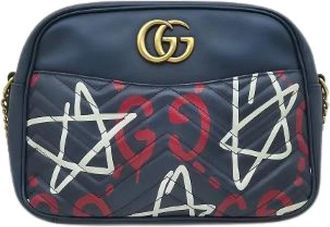 Gucci Pre-owned GG Marmont Ghost - Dames - Vintage Schoudertas - Blauw - ONE Size - Leer - Vintage